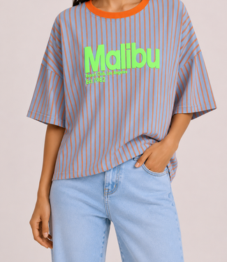 MALIBU 3D Stripes T-Shirt (Blue/Neon Orange)