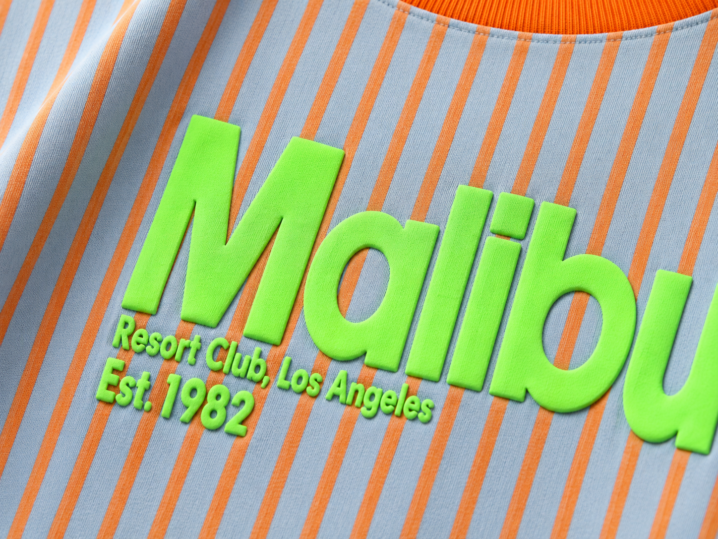 MALIBU 3D Stripes T-Shirt (Blue/Neon Orange)