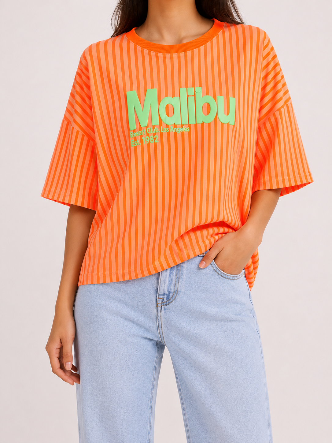 MALIBU 3D Stripes T-Shirt (Orange/Neon Orange)