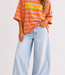 BISOUS Stripes SS  T-Shirt (Pink/Neon Orange)