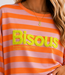 BISOUS Stripes SS  T-Shirt (Pink/Neon Orange)