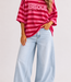 BISOUS Stripes SS  T-Shirt (Pink/Red)
