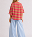 BISOUS Stripes SS  T-Shirt (Coral/Neon Pink)
