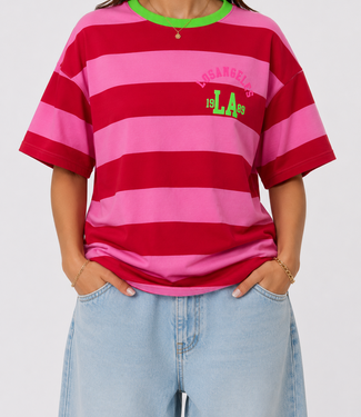 LOS ANGELES Stripes SS T-Shirt (Pink/Red)