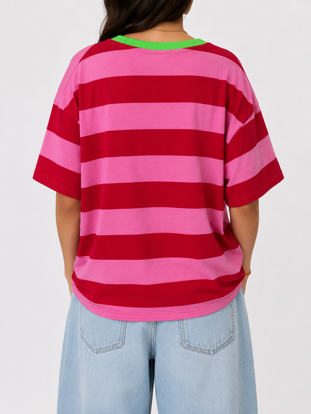 LOS ANGELES Stripes SS T-Shirt (Pink/Red)