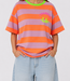 LOS ANGELES Stripes SS T-Shirt (Neon Coral/Light Pink)
