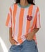 IBIZA BEACH Stripes T-Shirt (Neon Orange/Light Pink)
