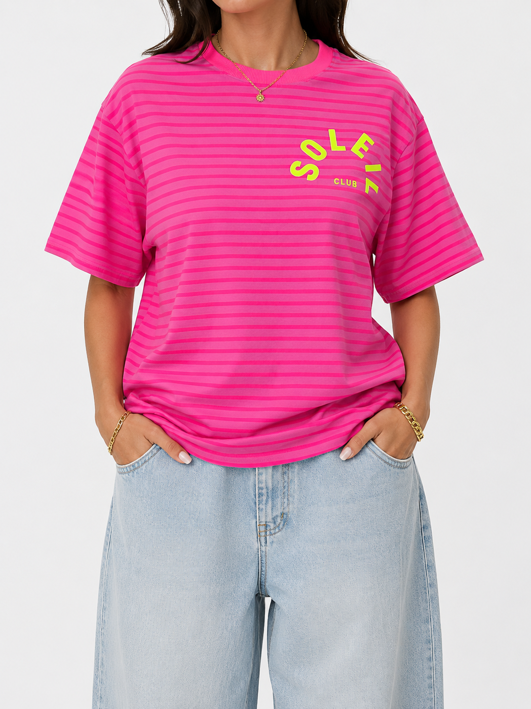 SOLEIL Stripes T-Shirt (Hot Pink/Pink)