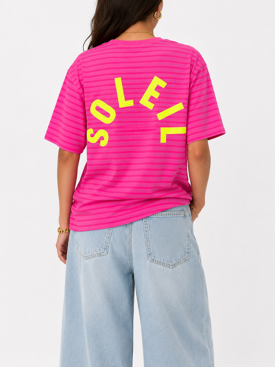 SOLEIL Stripes T-Shirt (Hot Pink/Pink)