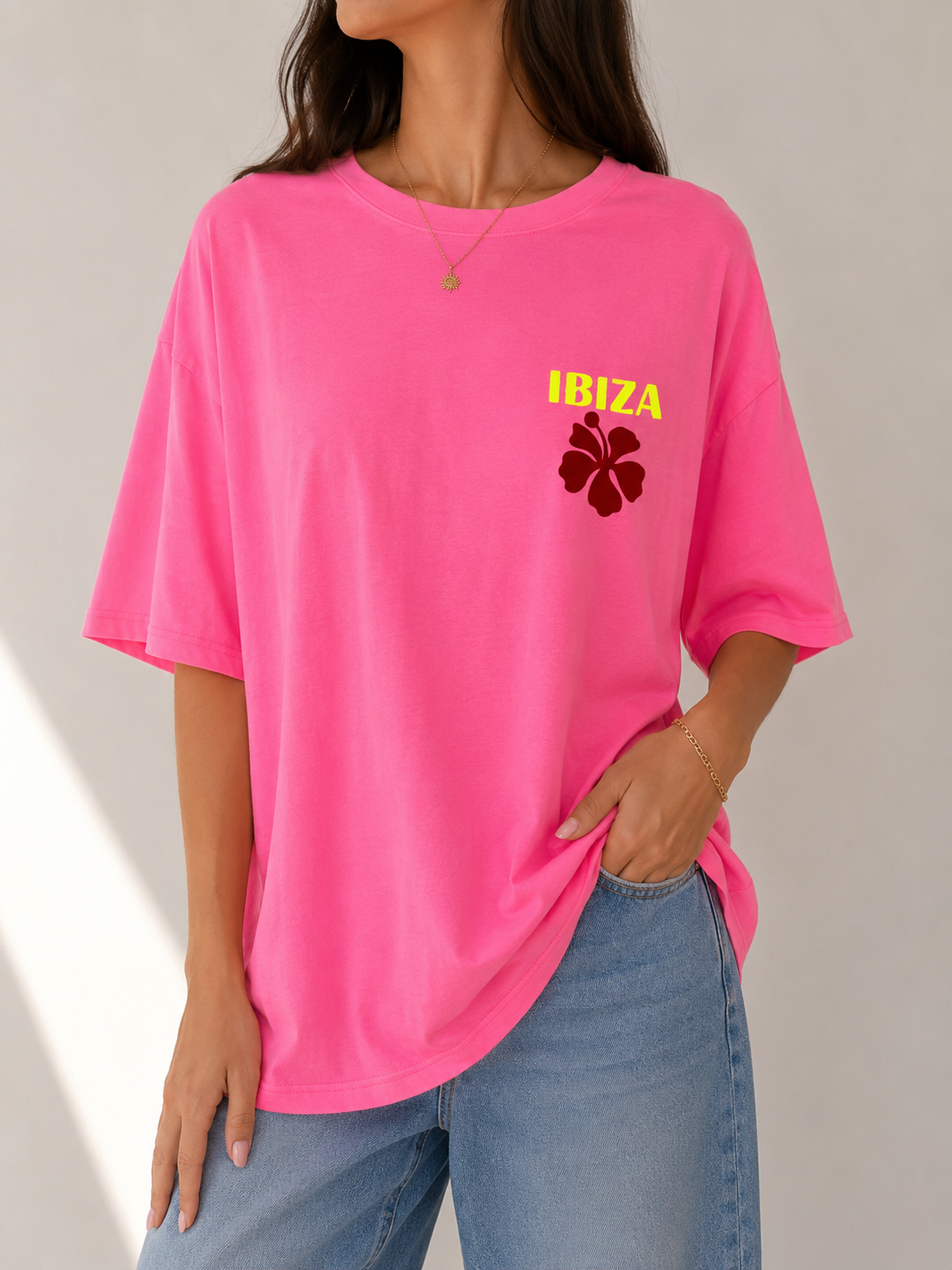 IBIZA FLOWER T-Shirt (Neon Pink)