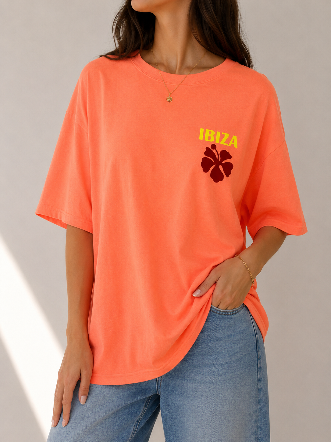 IBIZA FLOWER T-Shirt (Neon Orange)