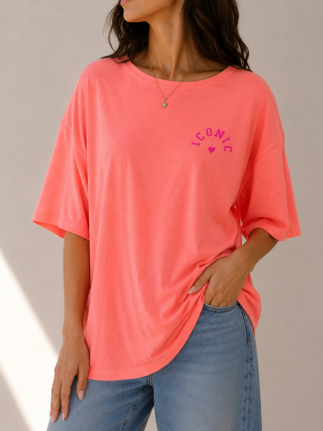 ICONIC SS Shirt (Neon Coral)
