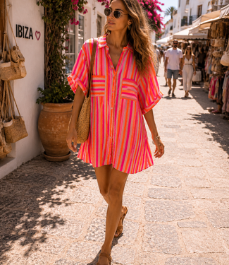 VALENTINA Midi Dress (Stripes Fluo)