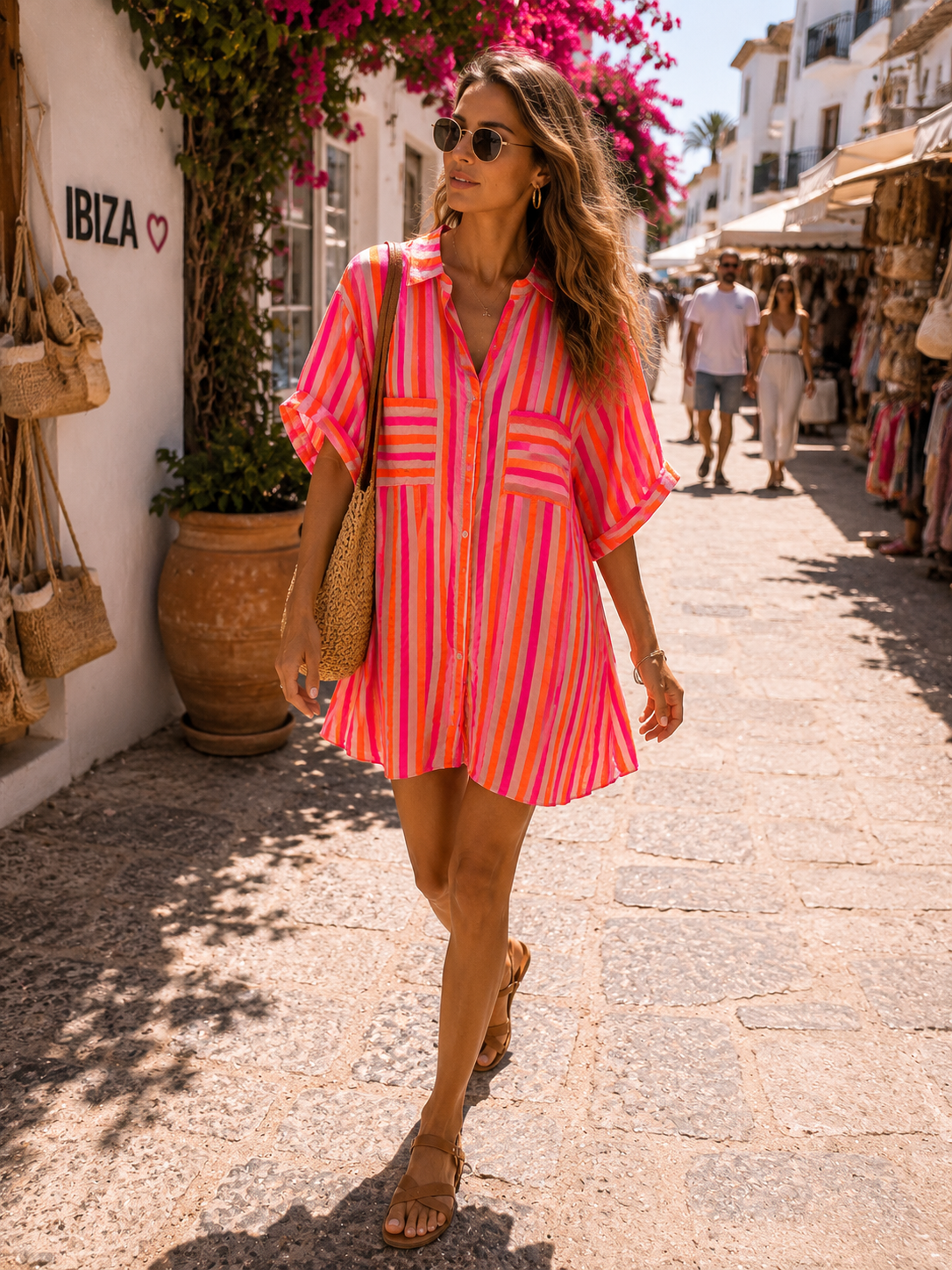 VALENTINA Midi Dress (Stripes Fluo)