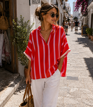 ELENA Stripes Topje (Red Coral/Pink)