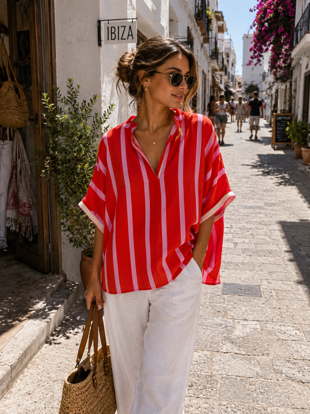 ELENA Stripes Topje (Red Coral/Pink)