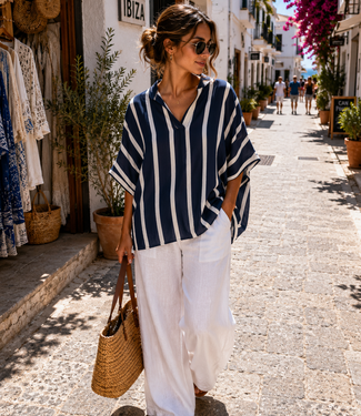 ELENA Stripes Topje (Navy Marine/White)