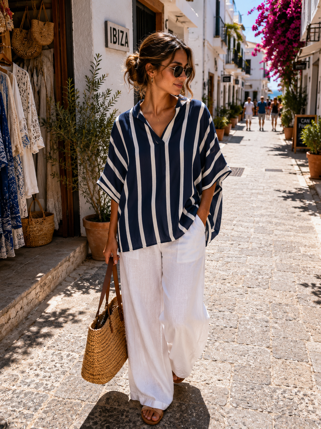 ELENA Stripes Topje (Navy Marine/White)