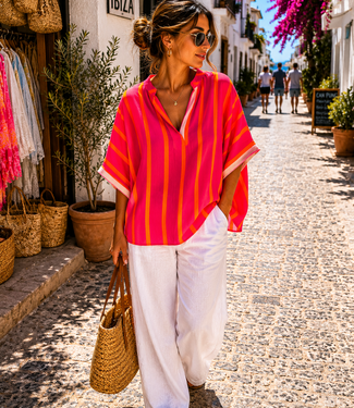 ELENA Stripes Topje (Fushia/Coral)