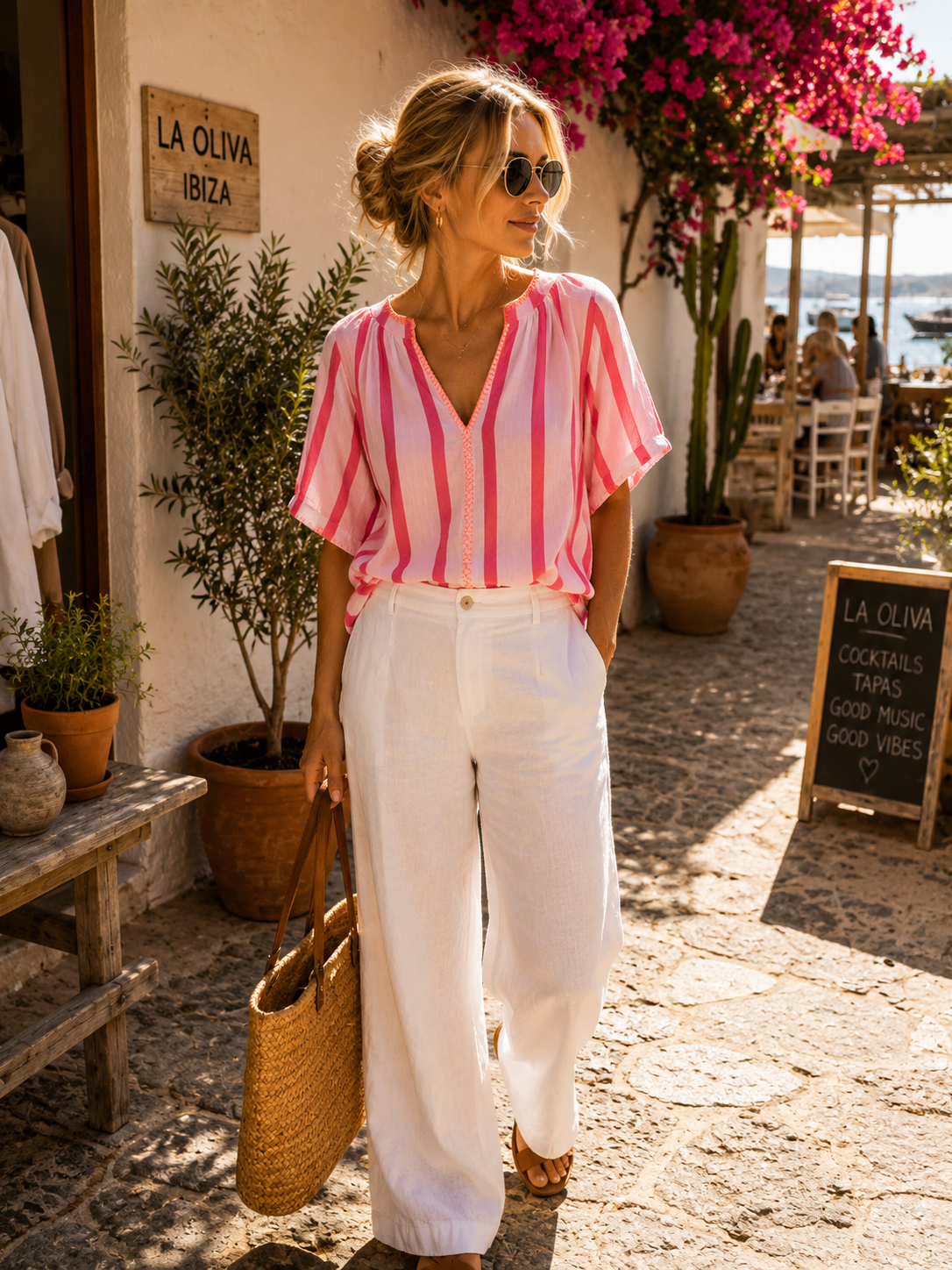 OLIVIA Stripes Topje (Light/Hot Pink)