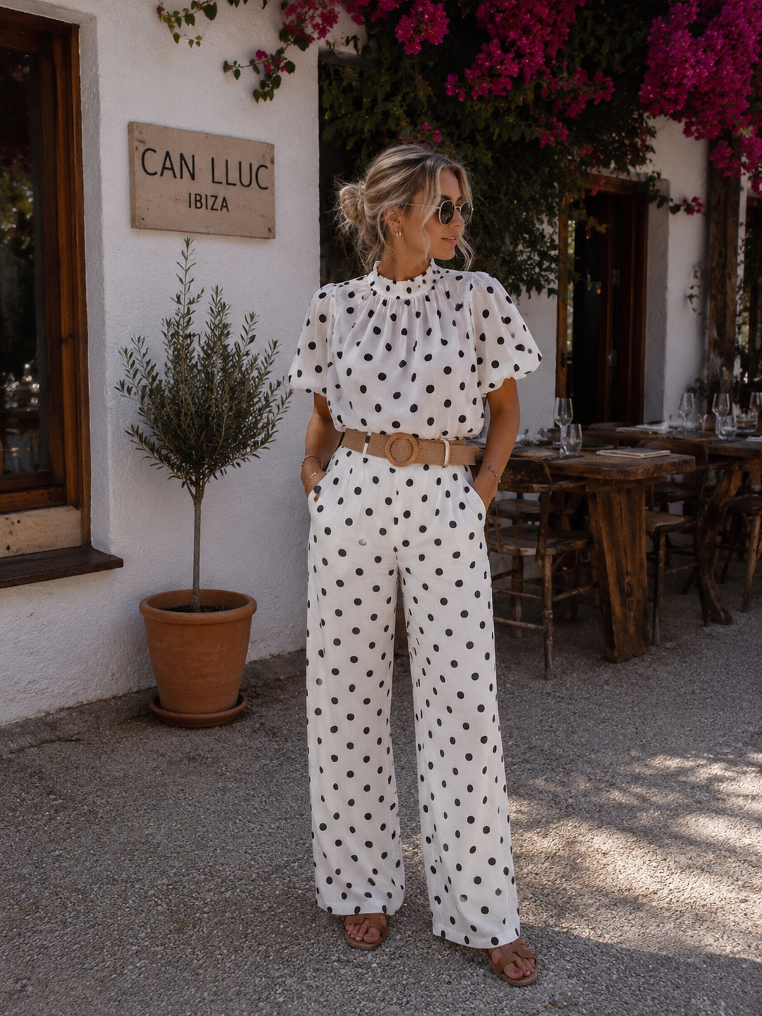 NOA POLKADOTS Pants (White/Black)