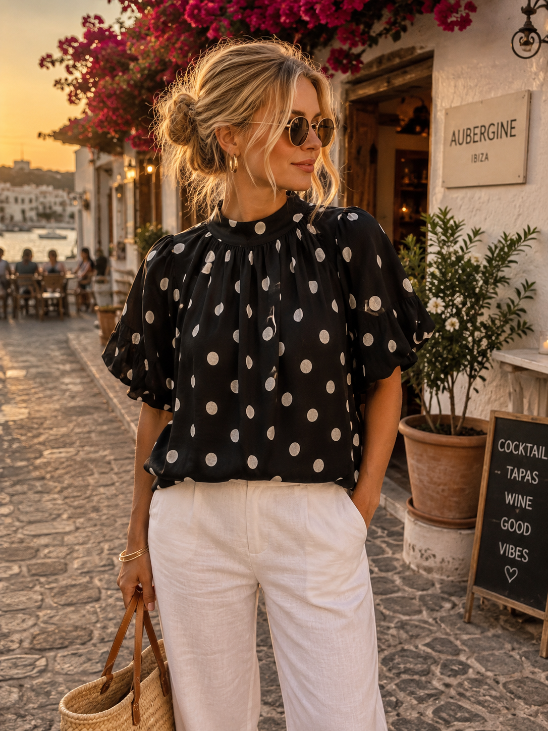 NOA POLKADOTS Topje (Black/White)