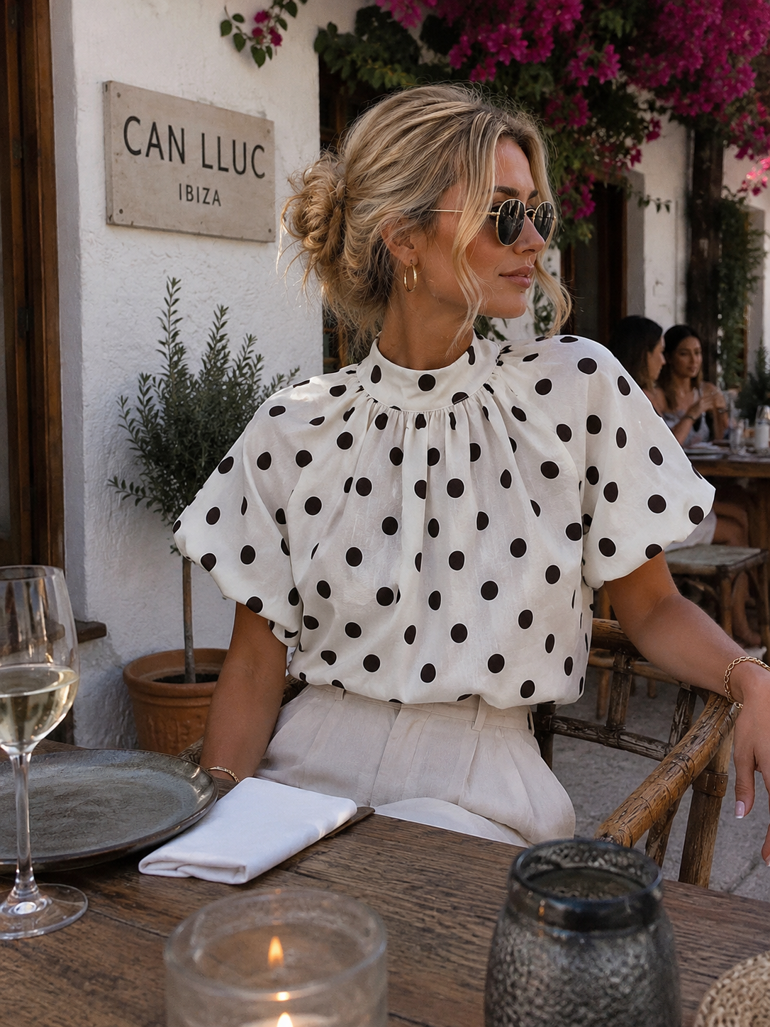 NOA POLKADOTS Topje (White/Black)