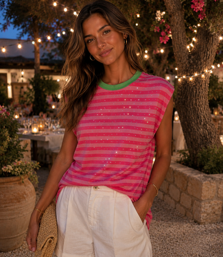 SIENNA Glitter Stripes Top (Light Pink)