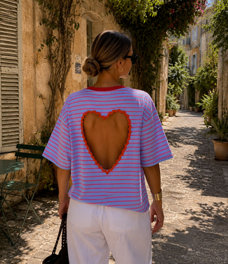 OPEN HEART SHIRT (Blue/Neon Pink)