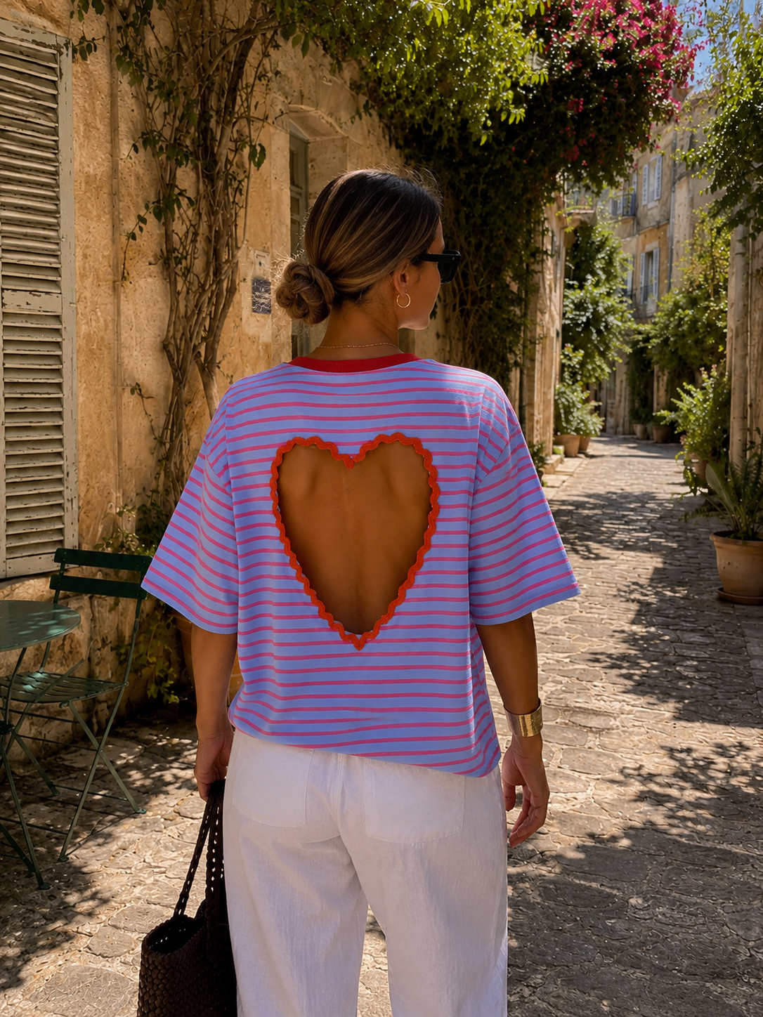 OPEN HEART SHIRT (Blue/Neon Pink)