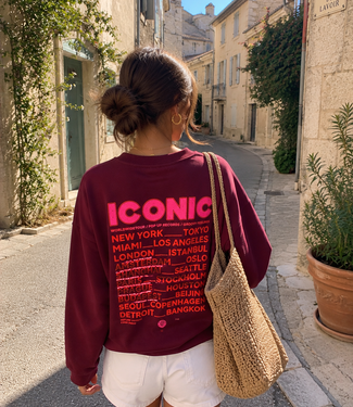 ICONIC Sweater (Bordeaux/Neon Pink)