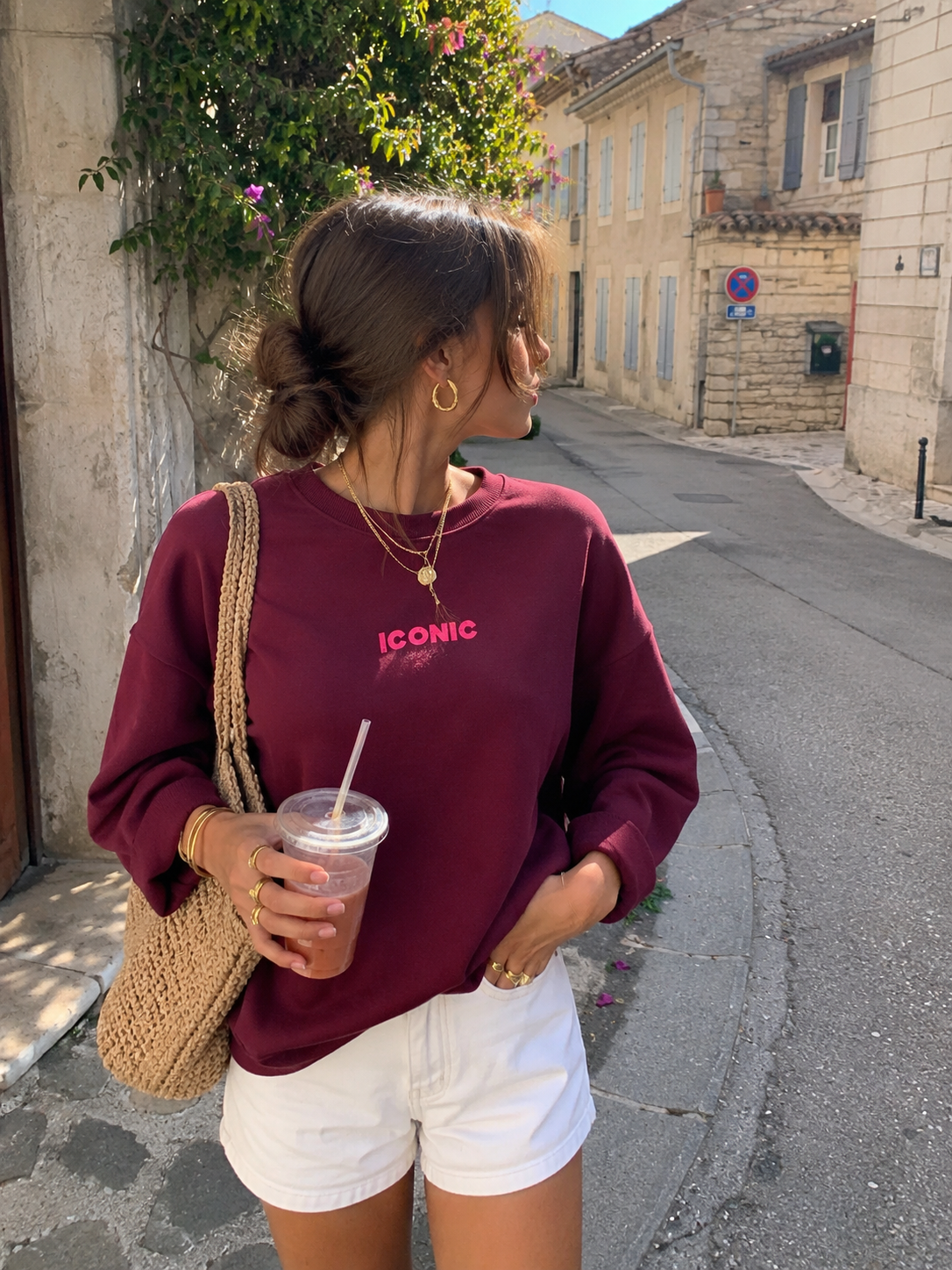 ICONIC Sweater (Bordeaux/Neon Pink)