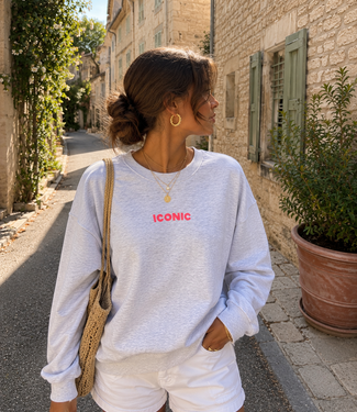 ICONIC Sweater (Light Grey Melee/Neon Pink)