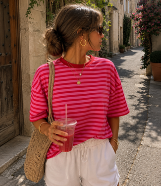 FAITH Stripes T-shirt (Light Pink/Red)