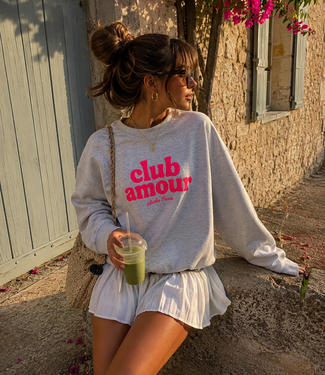 CLUB AMOUR Sweater (Light Grey Melee/Neon Pink)