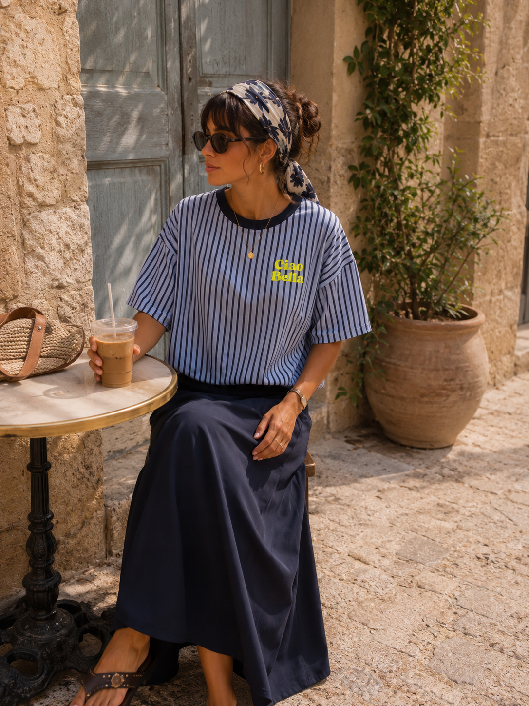 CIAO BELLA Stripes T-shirt (Light Blue/Navy)