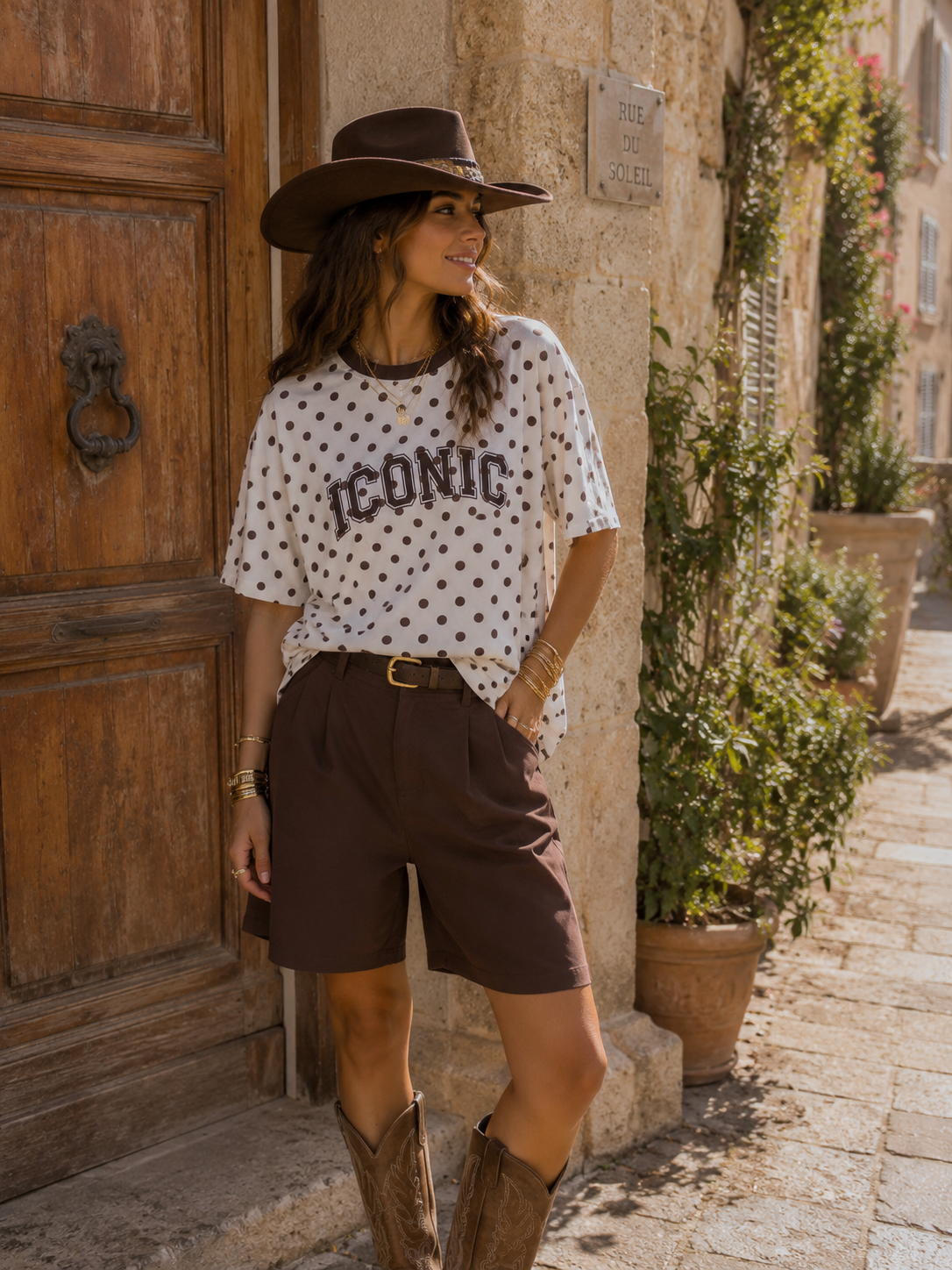 ICONIC Polka Dots T-shirt (Brown/Cream)