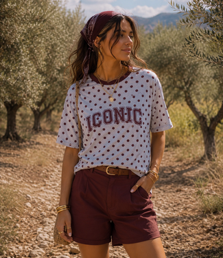 ICONIC Polka Dots T-shirt (Bordeaux/Grey Melee)