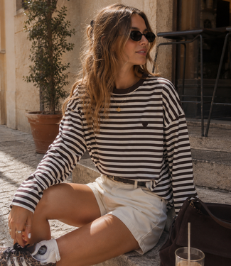 ISA Heart Stripe Long Sleeve (Brown/Beige)