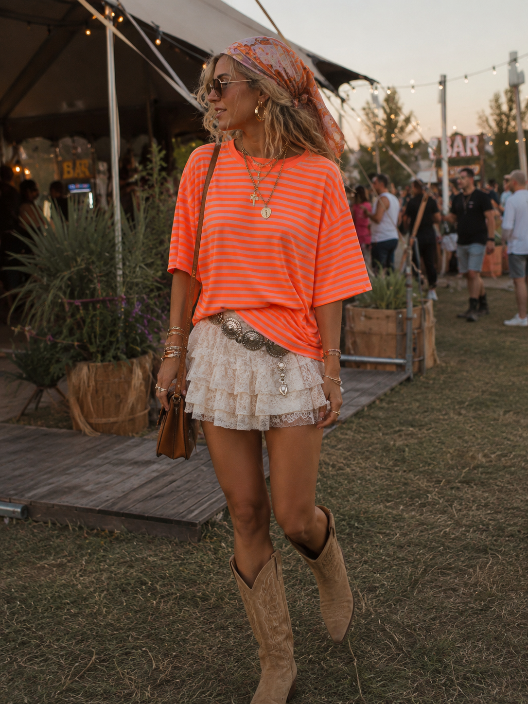 FAITH Stripes T-shirt (Orange/Hot Orange)