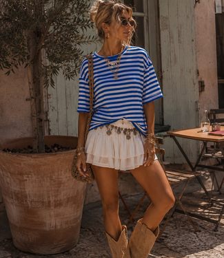 LALI Stripes Sweat Tee (Cobalt Blue)