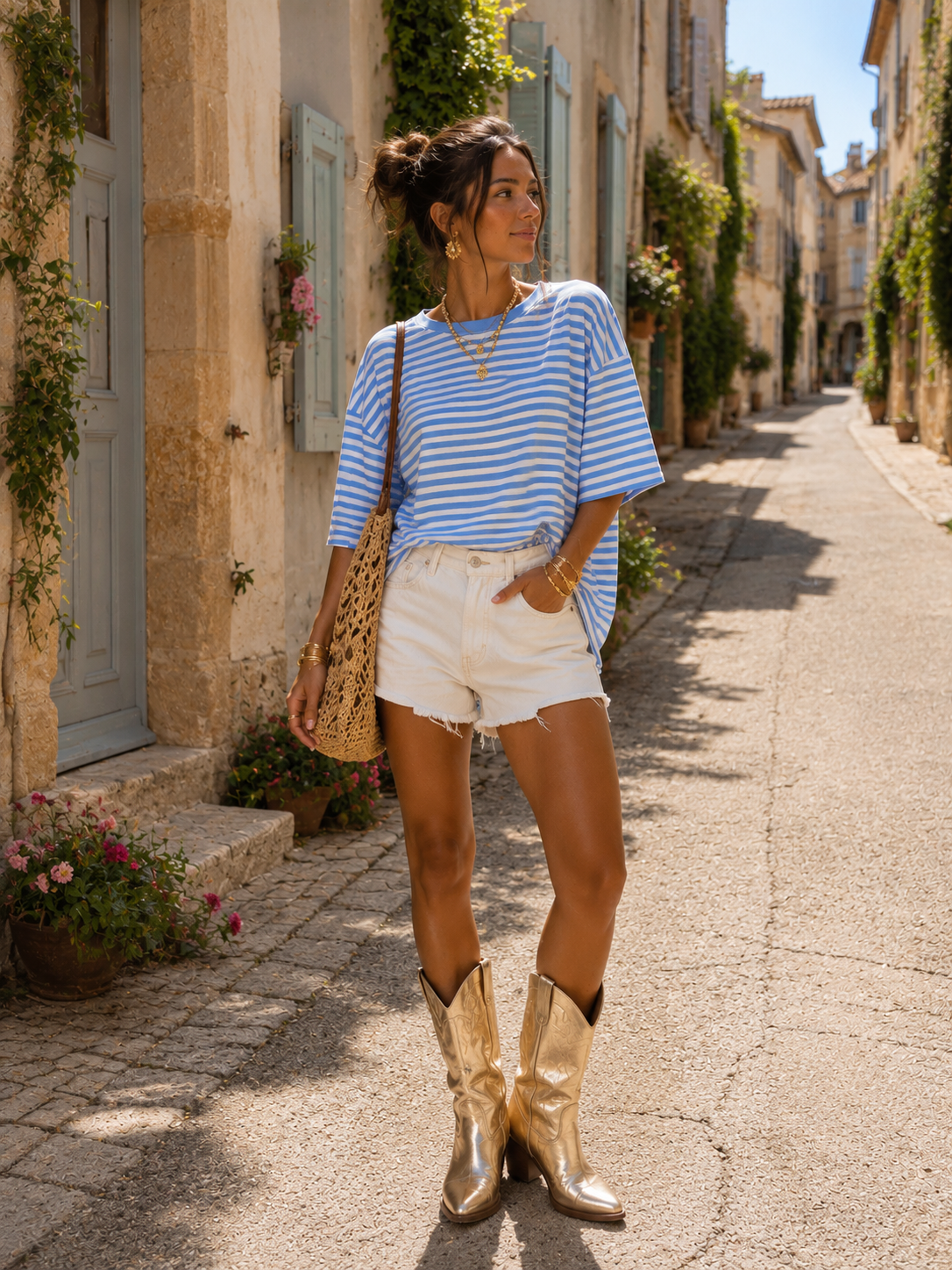 FAITH Stripes T-shirt (Sky Blue/White)