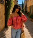 GIGI OFF SHOULDER TOP STRIPES (RUSTY PINK)