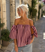 GIGI OFF SHOULDER TOP STRIPES (LIGHT PINK/BORDEAU)