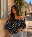 GIGI OFF SHOULDER TOP POLKADOT (NAVY/WHITE)
