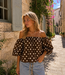 GIGI OFF SHOULDER TOP POLKADOT (BROWN/WHITE)