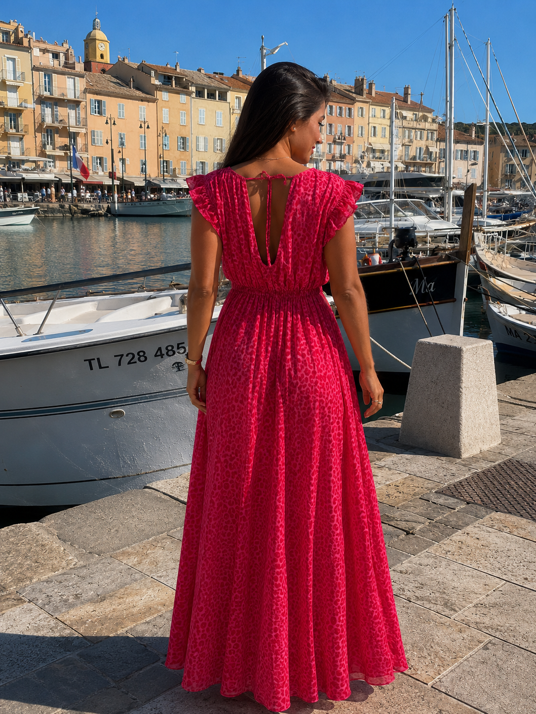 MIA Leopard Long Dress (Red/Pink)
