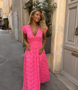 MIA Motif Long Dress (Hot Pink)