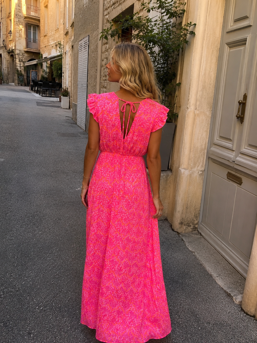 MIA Motif Long Dress (Hot Pink)