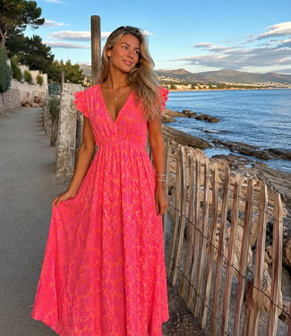 MIA Motif Long Dress (Neon Coral)